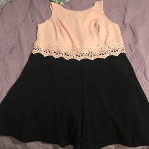 Plus Black and Pink Lace Romper